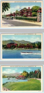 3 Postcards LAKE PLACID CLUB, New York NY ~ Adirondacks BOAT HOUSE c1930s