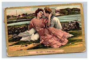 Vintage 1909 Postcard The Navy Sailor's Knot Romantic Couple Embracing