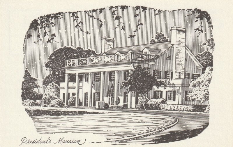 AUBURN UNIVERSITY PRESIDENT'S MANSION, Alabama, USA - Vintage POSTCARD (Drawing)