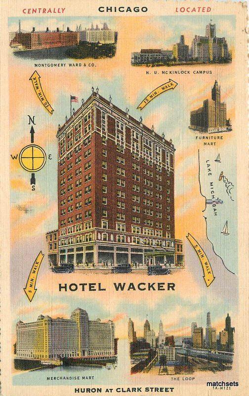 1940s Hotel Wacker Chicago Illinois linen postcard 6282 Teich