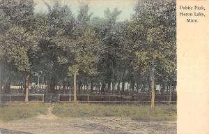 Heron Lake Minnesota Public Park Street View Antique Postcard K55842