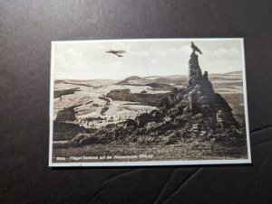 Mint Germany RPPC Aviation Postcard Rhon Pilot Monument on Wasserkuppe RPPC