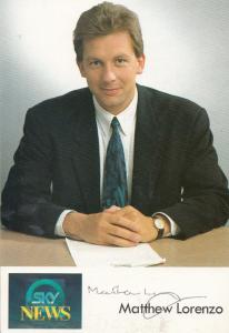 Matthew Lorenzo Sky TV News Reader Television Hand Signed Cast Card Photo