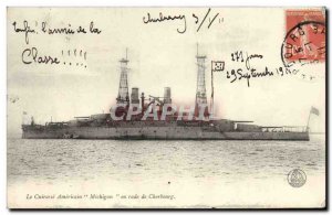 Old Postcard Boat The US armor Michigan in Cherbourg harbor