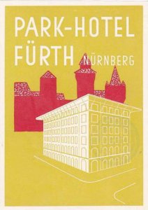 GERMANY NUERNBERG PARK HOTE FUERTH VINTAGE LUGGAGE LABEL