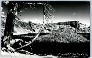 c1950s Oregon Klamath Co Crater Lake RPPC Volcanic Real Photo Wizard Island A130
