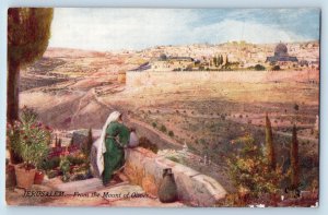 Jerusalem Israel Postcard From The Mount of Olives c1910 Oilette Tuck Art