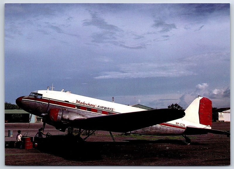 Airplane Postcard Mabuhay Airways Philippines Douglas DC-3C at Manila DZ15