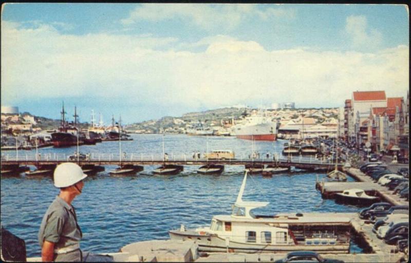 curacao, N.W.I., WILLEMSTAD, Santa Anna Bay, Pontoon Bridge (1963)