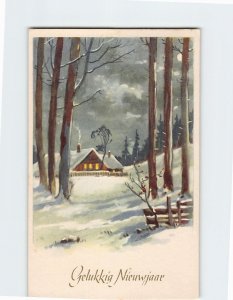 Postcard Winter Scene Happy New Year Card