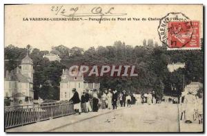 Old Postcard La Varenne Chennevieres Perspective Bridge and view of Chateau d...