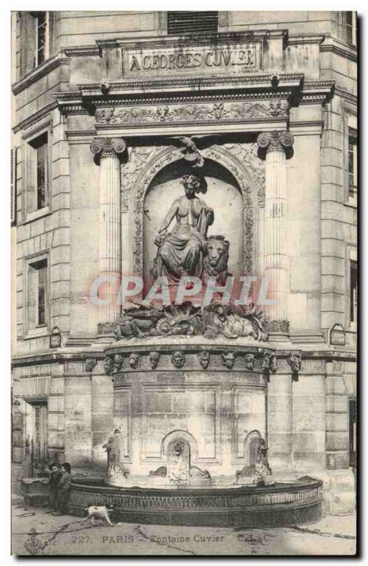 Paris Old Postcard Lion Fountain Cuvier