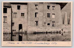 RPPC Luxemburg City Houses on the River Postcard D25