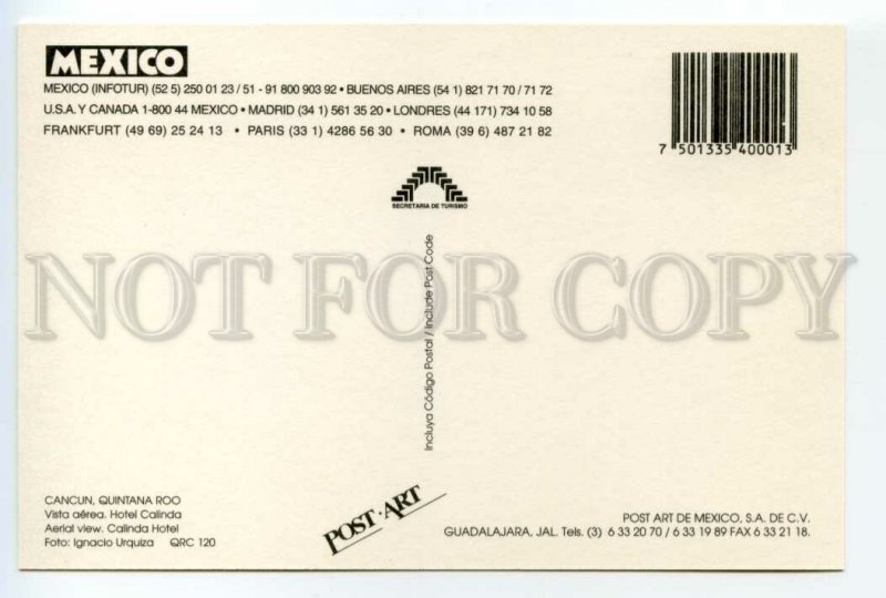 488474 Pan American Games MEXICO Cancun Quintana Roo CALINDRA HOTEL postcard
