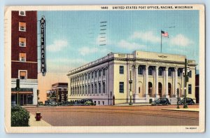 Racine Wisconsin WI Postcard United States Post Office Exterior Building c1947