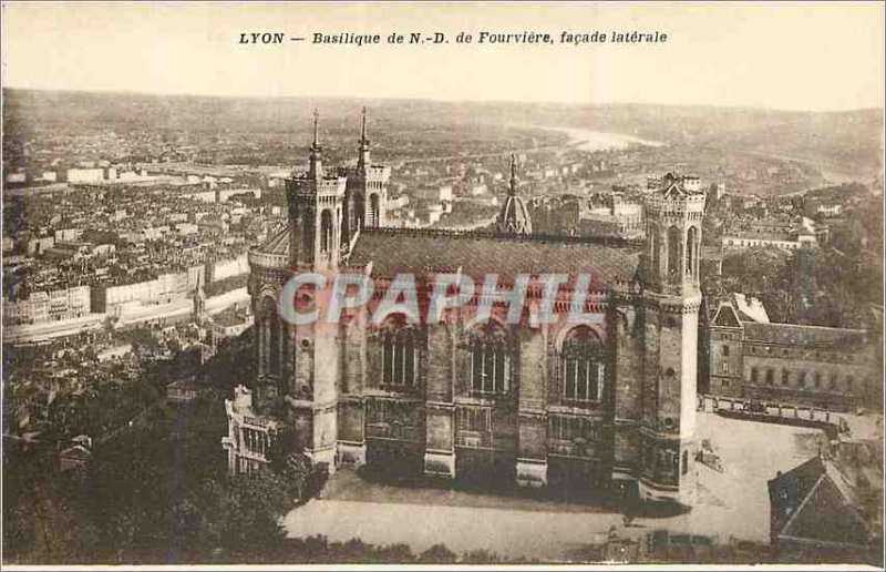 Postcard Old Lyon Basilica of Fourviere N D Lateral frontage