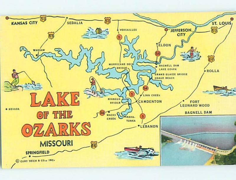 Unused Linen OZARKS Eldon & Camdenton & Lebanon & Bagnell Dam Missouri MO HM9304