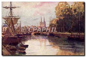 Old Postcard The Sites of France by Bourgeois Bretange Quimper Boat Sailboat