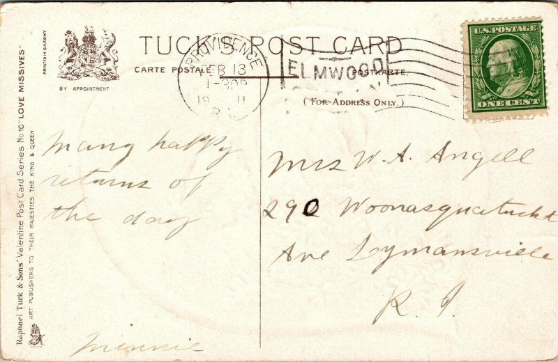 Vtg Token of Love Two Swallows on Basket of Daisies 1910s Raphael Tuck Postcard