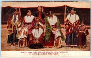 CHIEF IRON TAIL, Indian Squaws & Papooses BUFFALO BILL'S WILD WEST 1917 Postcard