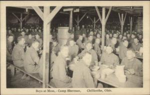 Chillicothe OH Camp Sherman Boys at Mess c1915 Postcard EXC COND 