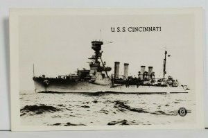 Naval USS Cincinnati Cruiser Battle Ship Real Photo Postcard O20