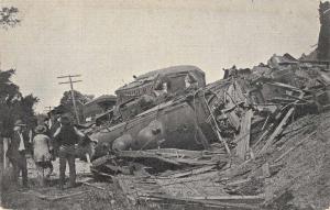 Canaan New Hampshire Wrecked Engines and Telescoped Coach Train Postcard J61354