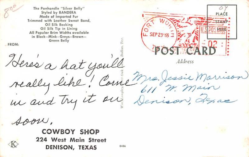 Cowboy Shop Advertising 1965 Ink Stamp 