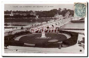 Tours - View of & # 39ensemble - the Squares and the Bridge - Old Postcard