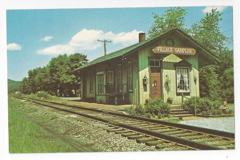 Riverside Danville PA Railroad Station Village Sampler Store PRR Vntg Postcard