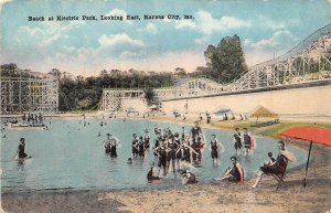 Kansas City Missouri Beach At Electric Park, Looking East, Vintage PC U22145
