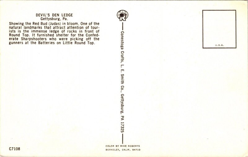 Devils Den Ledge Gettysburg Pennsylvania Scenic Landmark Chrome Postcard 