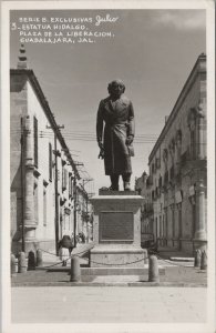 RPPC Postcard Julio Estatua Hidalgo Plaza Liberación Guadalajara Mexico