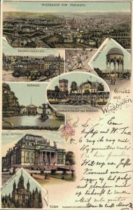 Germany Gruss aus Wiesbaden Litho 01.75