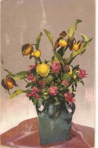 Flowers in vase Nice old vintage postcard