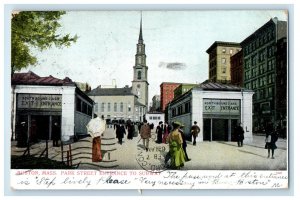 1907 Park Street Entrance to Subway Boston Massachusetts MA Antique Postcard