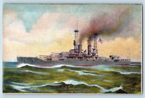 USS New York Postcard US Battleship Patriotic Flag c1910's Unposted Antique