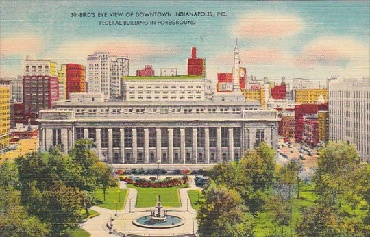 Indiana Indianapolis Birds Eye View Of Downtown Showing Federal Building