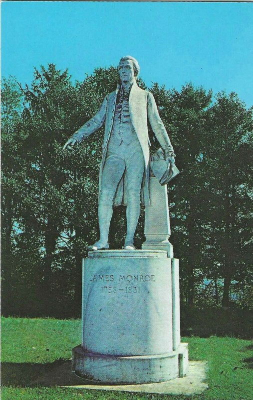 Chrome Postcard, Statue of James Monroe, Charlottesville, Virginia 