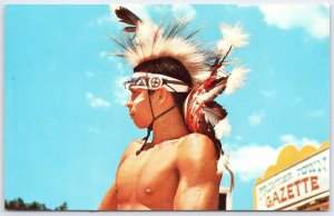 1961 Red Bird Cherokee Tribe Frontier Town Ocean City MD Mirro-Krome Postcard