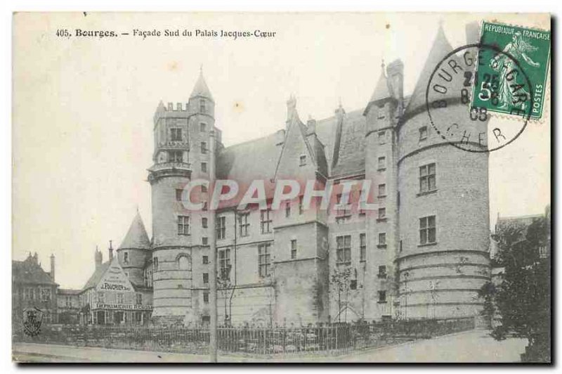 Old Postcard Bourges South Facade of the Palace Jacquex Heart