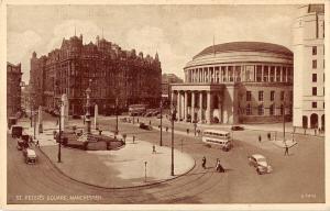 BR81150 st peter s square manchester double decker bus car  uk