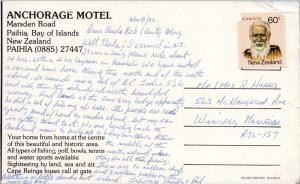 Anchorage Motel Paihia Bay of Islands NZ Te Ata O-Tu Postcard D54 *As Is