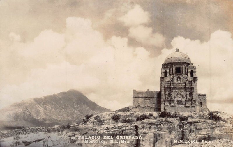 MONTERREY N L MEXICO~PALACIO DEL OBISPADO-1940s M M LOPEZ REAL PHOTO POSTCARD