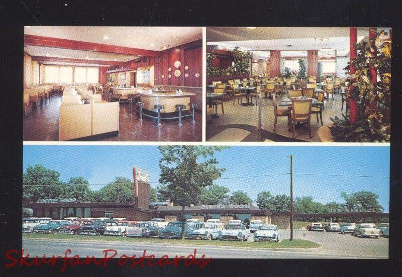 BLOOMFIELD HILLS MICHIGAN TED'S RESTAURANT INTERIOR 1950's CARS VINTAGE POSTCARD