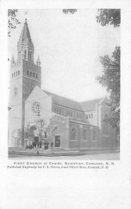 Concord NH First Church of Christ Scientists, People,  B&W Litho Postcard Unused