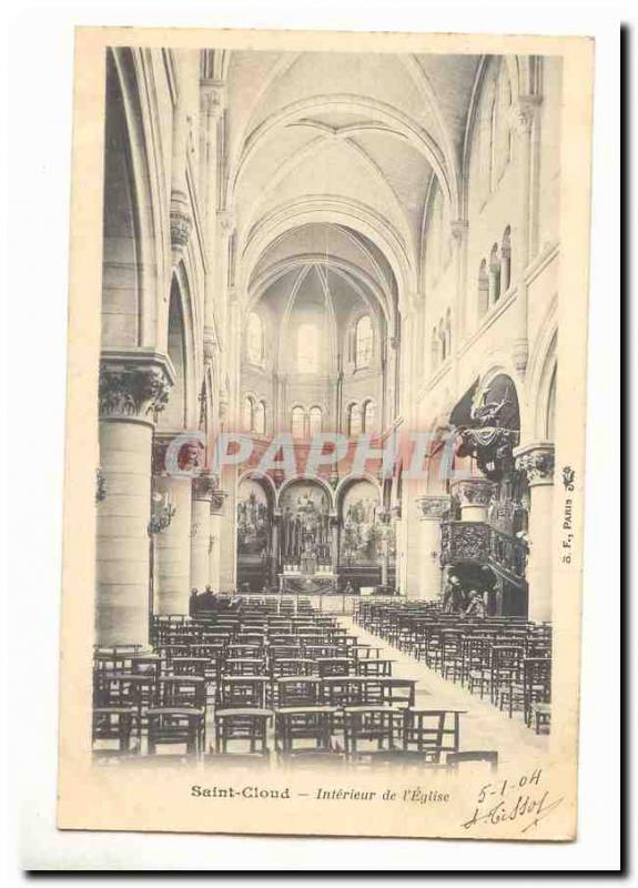 Saint Cloud Old Postcard Interior of & # 39eglise