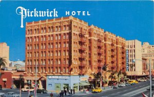 San Diego California 1950s Postcard The Pickwick Hotel Cars Broadway