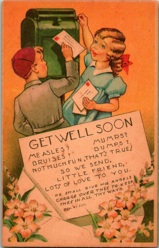 Vtg Postcard G & W Co Get Well Soon Message No 34 - Palms 91: 11 - UNP