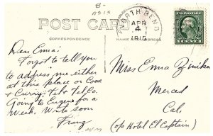 Chandler Hotel Marshfield Oregon Postcard 1915